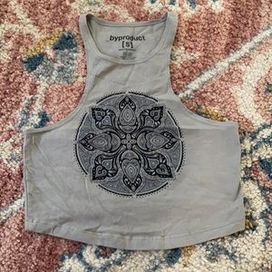 Grey mandala crop tank top